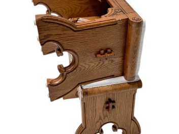 Arts & Crafts Hand-Carved Oak Stools with Boucle Upholstery, 1900s